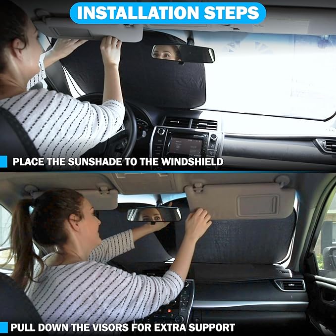 Car Windshield Sun Shade Foldable | Front Windshield Shade for Sun, Heat and UV Rays | Sunshade for Car Front Window and Interior Sun Protection | Medium (28 x 31 inches)