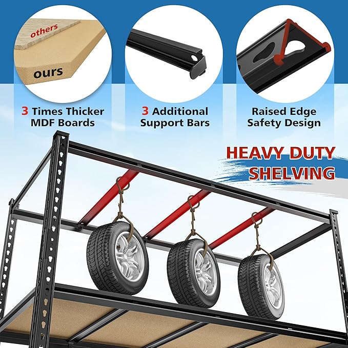 59.8" W Metal Shelving 59.8" H Storage Shelves 2200LBS Garage Shelving Adjustable Metal Shelves Heavy Duty Pantry Shelf for Basement Warehouse Garage Pantry 59.8" W x 24" D x 59.8" H