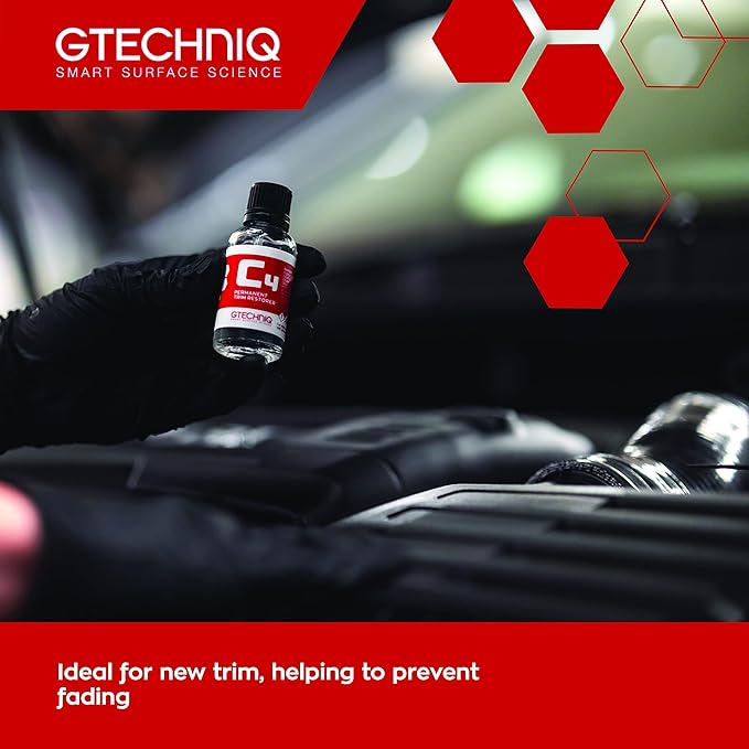 Gtechniq C4 Permanent Trim Restorer 15ml - Revitalize Tired, Faded, Discoloured Car and Vehicle Trim - Premium Weather Protection, UV Resistant, Leaves No Unattractive Gloss - 2 Year Durability