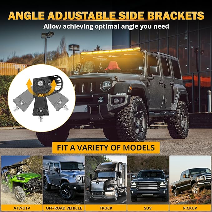 Auxbeam LED Led Light Bar 42 Inch 240W Straight Spot Flood Combo Led Off Road Lights, Amber White Strobe Offroad Fog Light Memory Function Yellow Driving Work Lights for Truck with DT Wiring Hardness