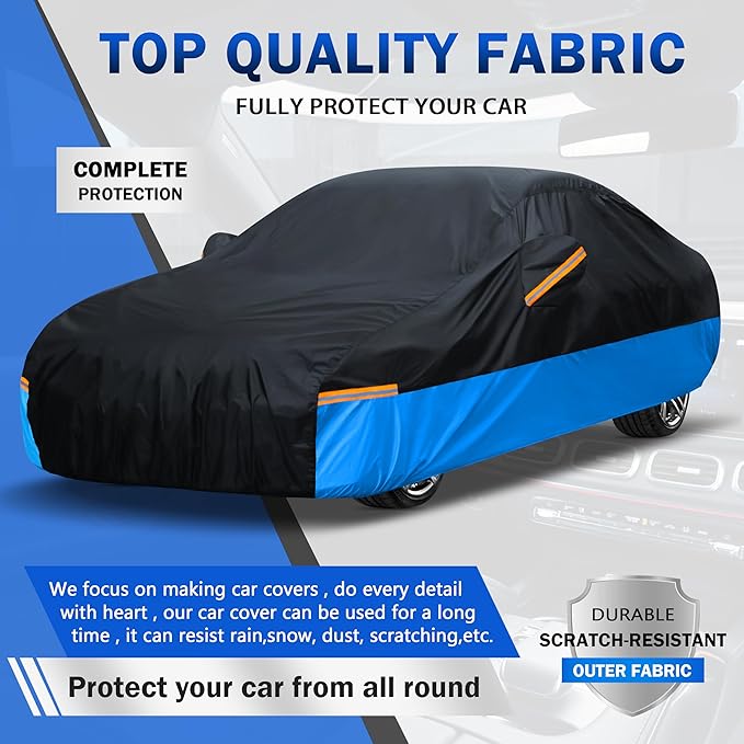 Car Cover Waterproof All Weather Outdoor Windproof Dustproof UV Protection Fit Sedan Audi A7,Buick Century,Honda Accord,Chevrolet ss