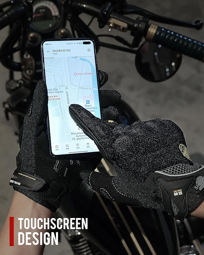 BORLENI Motorcycle Riding Gloves Touch Screen Full Finger Glove Motocross Road Racing Bike Outdoor Sports for Women Men