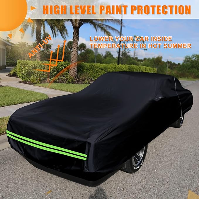 Waterproof Car Cover Compatible with Chevrolet Monte Carlo LS/SS 1978-1988, 210T All Weather Classic Car Covers with Zipper Door & Lock for Snow Rain Protection