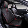 Custom Fit Camry Seat Covers for Toyota Camry LE,SE,SE Nightshade 2018-2024 Full Coverage Waterproof Breathable Leather Car Seat Covers Full Set(Black with Red Trim)
