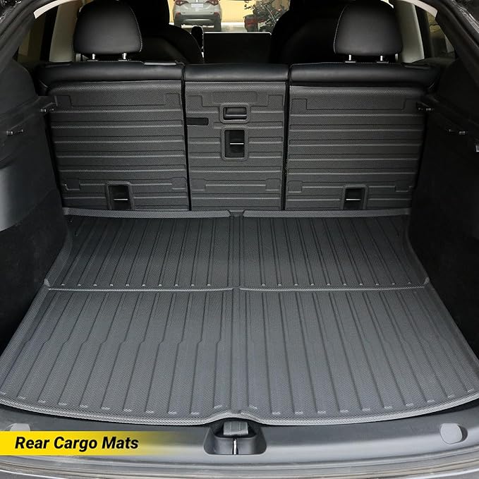 Floor Mat for New Model Y Juniper 2025 2026 9PCS Floor Mats with Second Row Seat Back Mats for Tesla Model Y All Weather TPE Model Y Floor Mats Accessories-(Only for Model Y Juniper)