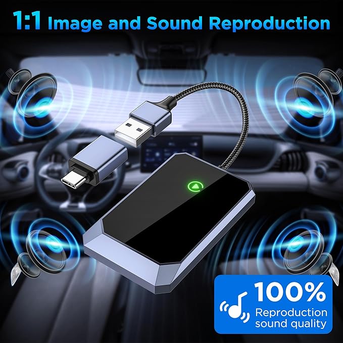 Wireless Carplay Adapter, Converts Wired to Wireless carplay Adapter for iPhone, Wireless Control Plug & Play Carplay for Cars from 2017 & for Apple iPhone iOS 10+