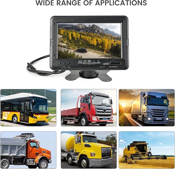Anina 7 Inch Monitor Quad Split HD Screen 4 Channels RCA Video Inputs for Car Pickup Truck SUV Vehicle with Headrest Mounting Bracket