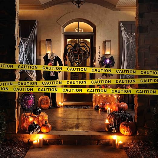 Goldblatt Caution Tape, 2 Pack Yellow Caution Tape Roll, 3 Inch x 1000 Feet, Warning Safety Tape with Bold Black Font for Construction Location/Hazardous Areas or Halloween Decorations