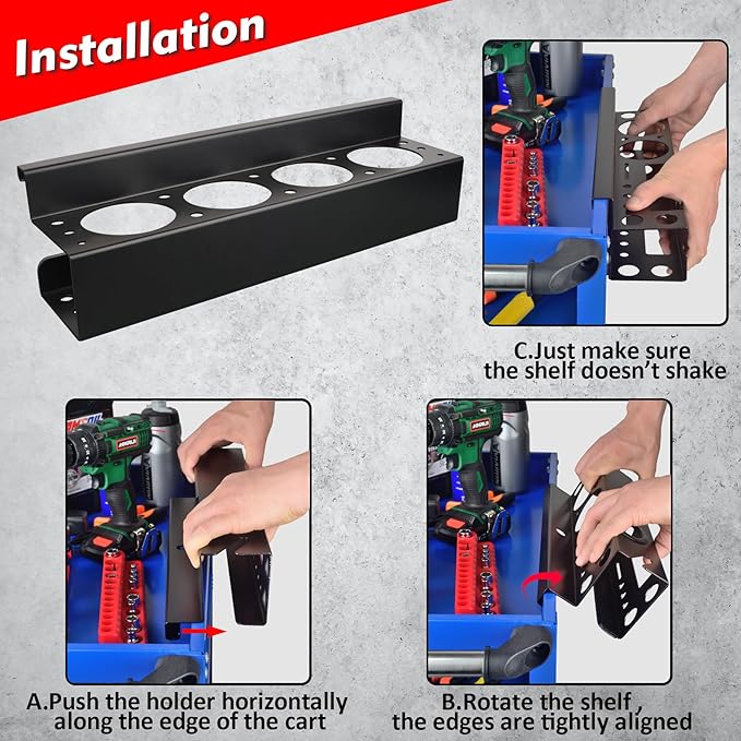 MUTUACTOR Heavy Duty Tools Organizer,Magnetic Mount Power Drill Driver Holder,Anti-slip Strong Magnetic Tools Holder Storage Rack for Impact Drivers Wrench,1PCS,Black