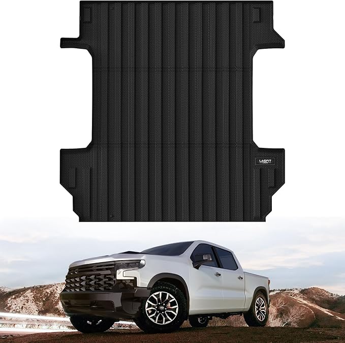 LASFIT Truck Bed Mat 2019-2025 for Chevrolet Chevy Silverado 1500 | GMC Sierra 1500 (Only Fit 5.8FT Bed), Bed Liner for Chevy Silverado GMC Sierra 1500, Not Fit Optional CarbonPro Bed