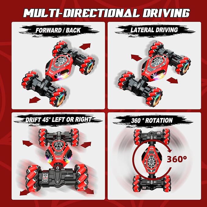 Spider Remote Control Car Gesture Sensing Hand Controlled Stunt Car, 4WD Drift Twist Off-Road Vehicle with Light Music, Birthday Xmas Gifts Suitable for Boys and Girls