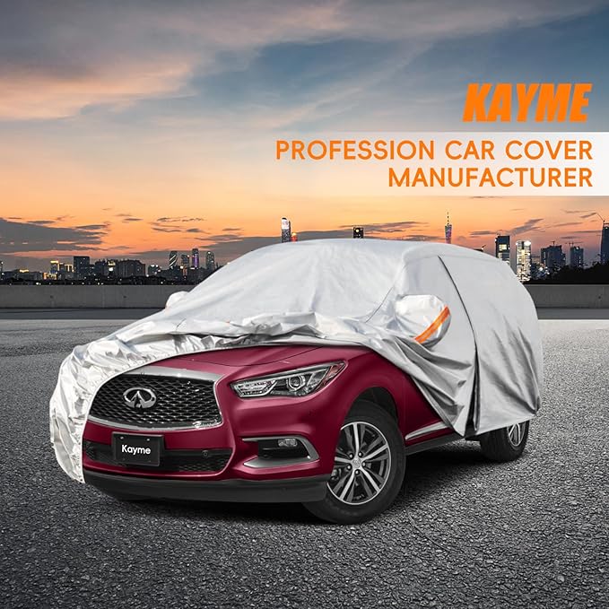 Kayme 6 Layers SUV Car Cover Custom Fit for Infiniti QX60（2013-2025） Waterproof All Weather for Automobiles, Outdoor Full Cover Rain Sun UV Protection.Silver
