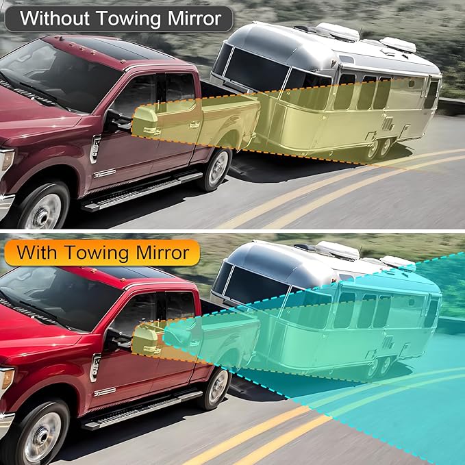 Clip-On Mirror Extenders for Towing - 360° Adjustable Side Mirror Extensions with Flat Locking Design，Tool-Free Installation compatible with RV, SUV, Trucks, Vans, Trailers (1 Pair)