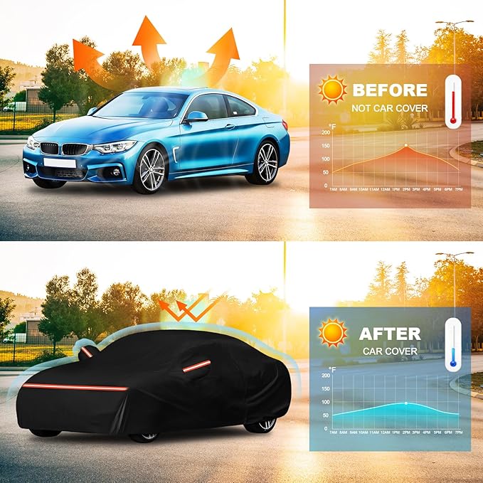 QUNSUNUS Waterproof Car Cover for BMW M4/ 4 Series 420i 428i 430i 435i 440i /4 Coupe 2014-2024, Outdoor All Weather Full Exterior Cover with Straps and Zipper for Wind, Sun, UV and Dust Protection