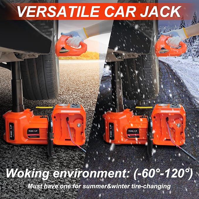 E-HEELP Electric Car Jack Kit 5Ton 12V Hydraulic Car Jack Lift for SUV MPV Sedan Truck Change Tires Garage Repair with LCD