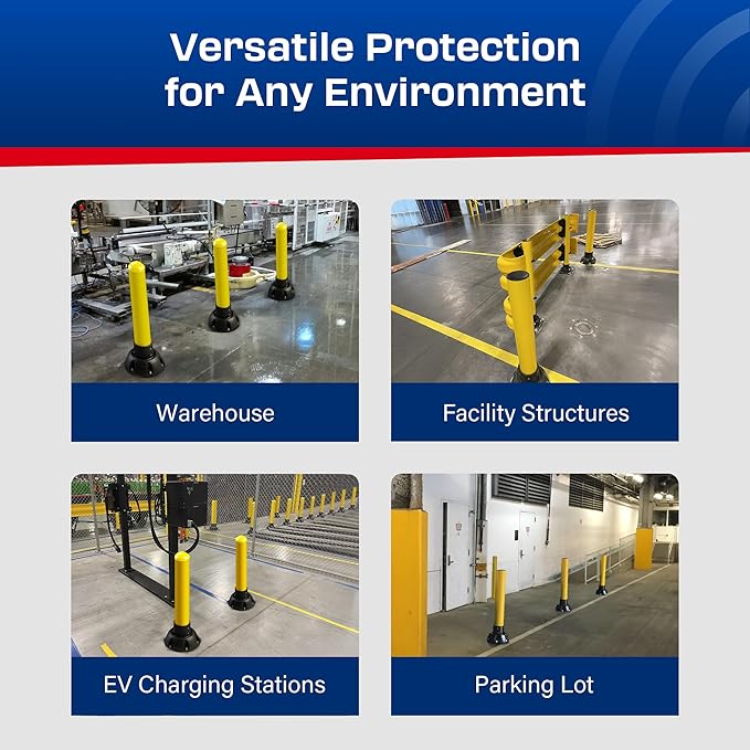 Impact Recovery - SlowStop Steel Rebounding Bollard - Metal Post - Safety Bollard - Made in the USA - 5" x 42"