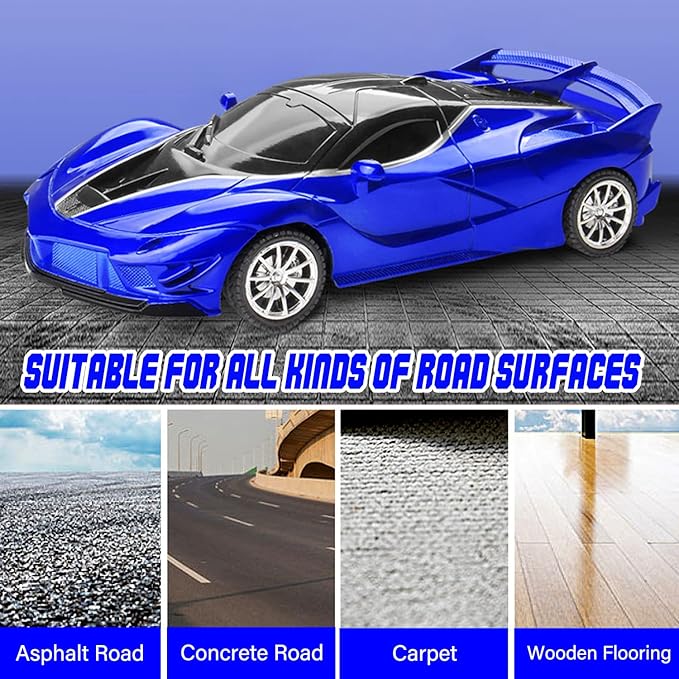 Remote Control Car for Boys Kids, 2.4GHz 4WD High Speed RC Cars Toys with Headlights and Controller, Electric Sport Racing Hobby Toy Car Model Vehicle for 6+ Year Teens Gift (Blue)
