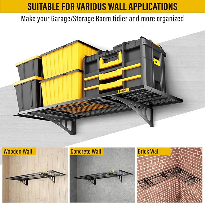 1.64x4ft Adjustable Rail Wall Garage Storage Shelf, for Tool Room, Storage Room, Store Supermarket Wall Storage Shelving Rack (1 Pack-Black)