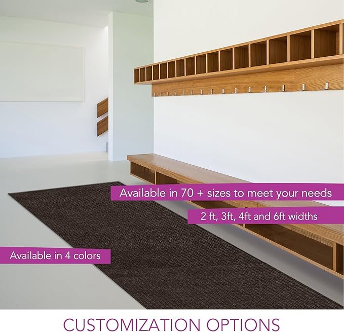 iCustomRug Spartan Weather Warrior Indoor/Outdoor Utility Ribbed Carpet Runner with Non-Slip Thermoplastic Rubber Backing, 3ft X 64ft in Brown