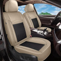 2 Front Seat Covers Fit for Toyota Camry 2012-2023 2024 2025: Car Seat Covers Leather Waterproof Ice Silk Breathable Car Seat Cushion Protector (2 Seats, Black & Beige)