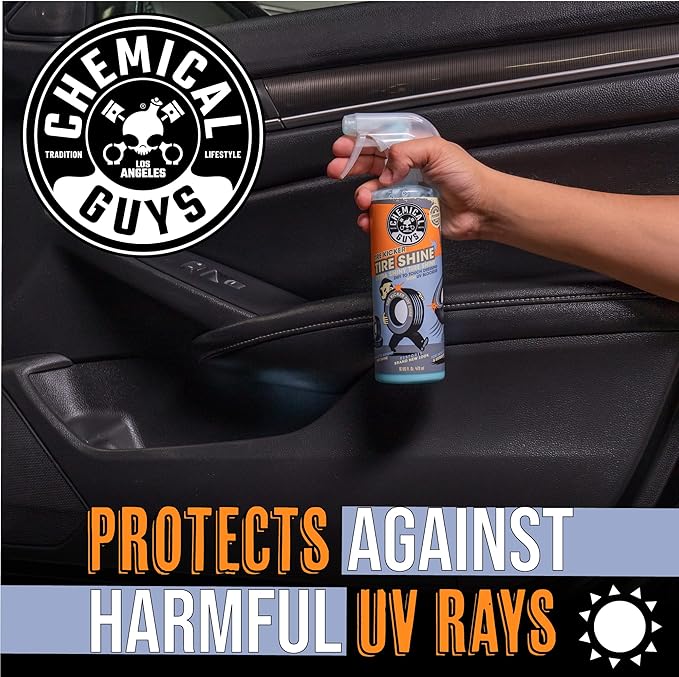 Chemical Guys Tire Kicker Sprayable Extra Glossy Tire Shine (Works on Rubber, Vinyl & Plastic) Safe for Cars, Trucks, Motorcycles, RVs & More, 16 fl oz