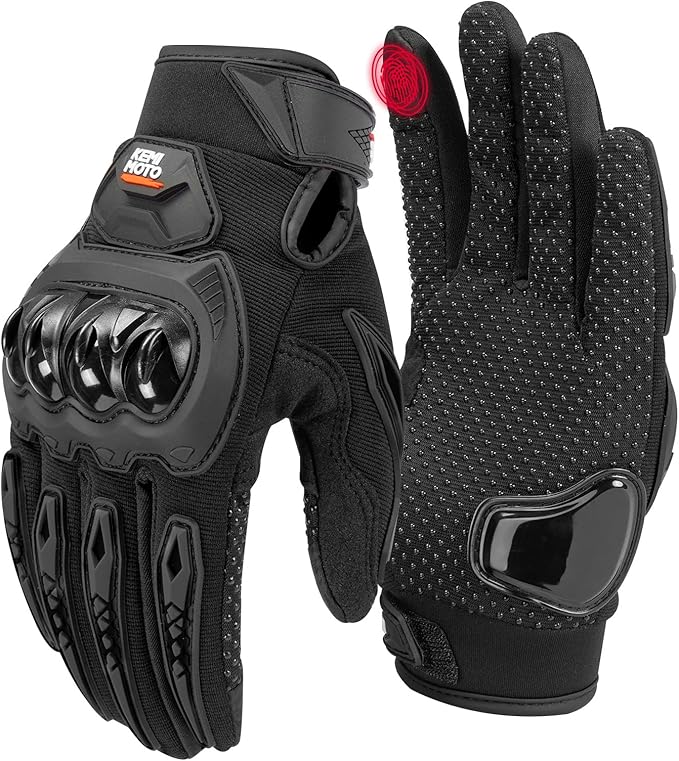 KEMIMOTO Motorcycle Gloves for Men/Women, Touchscreen Dirt Bike Gloves with Shell, Anti-Slip for Motorbike, Riding, Racing, Cycling, Dirt Bike, ATV, UTV, Motocross, BMX, Hiking