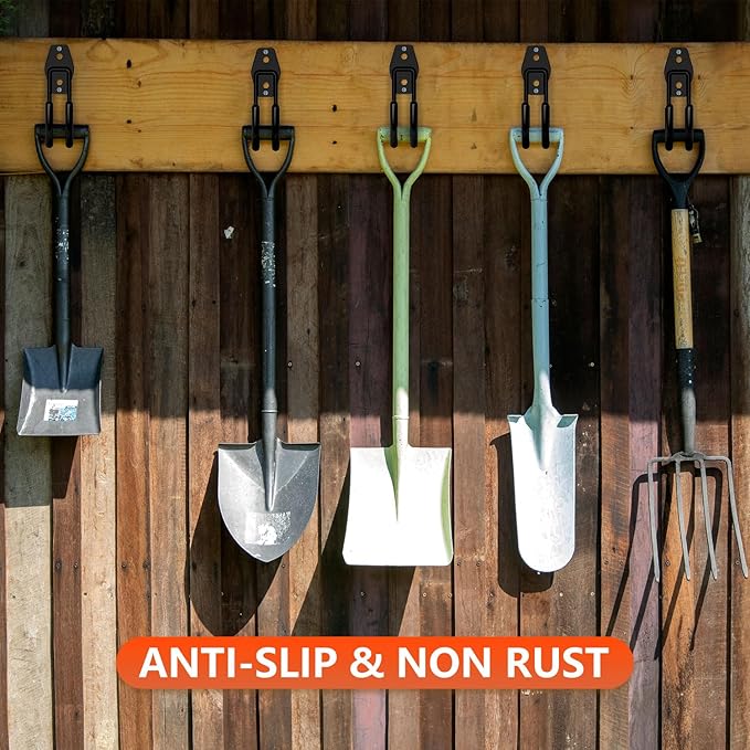 4 Pack 5.5x4.1 Inch Utility Steel Wall Mount Heavy Duty Garage Hooks with Anti-Slip Coating,Storage More Yard,Garden and Power Tools and for Hanging Hose,Ladder and Bike