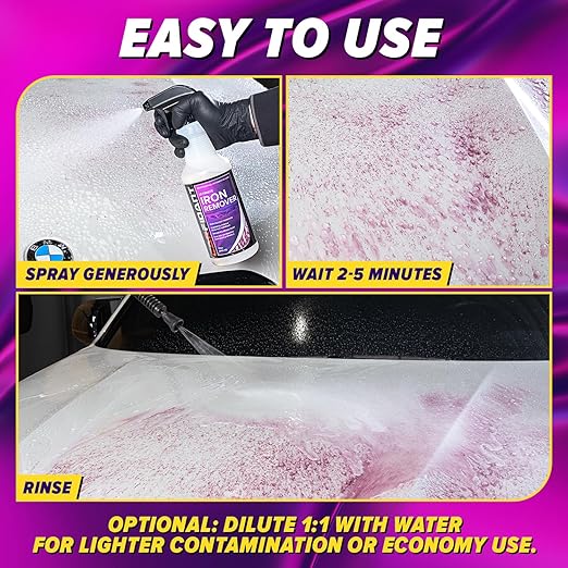 Iron Remover for Car Detailing – Iron Decon Spray, Pulls Out Brake Dust, Rust & Fallout - Contaminant Removal for Car Paint & Wheels, pH Neutral Formula - Gallon - 128 fl. oz.