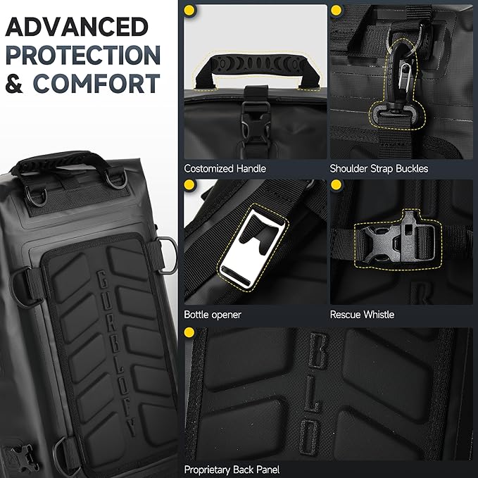 Motorcycle Tail Bag, 15L Waterproof Motorcycle Saddle Bag, 2 Size and 3 Color Options Travel Bag, PVC Luggage Bag, Rear Seat Bag, Classic Black GT-15BL