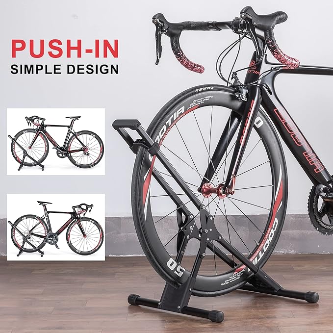 Bike Floor Stand Rack- Indoor Bike Stand for Garage/Home - Bike Storage Bicycle Parking Rack Fit 20”-29” Mountain Road Bikes (1 Bike Rack)