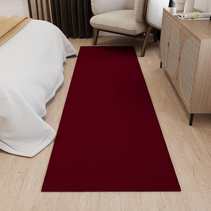 Ottomanson Hallway Runner Rug 2'7" x 12' Non Slip Solid Area Rugs Easy to Clean Laundry Rug Runner Durable & Pet Friendly Floor Carpet Runners for Hallways Entryway Living Room Kitchen, Red