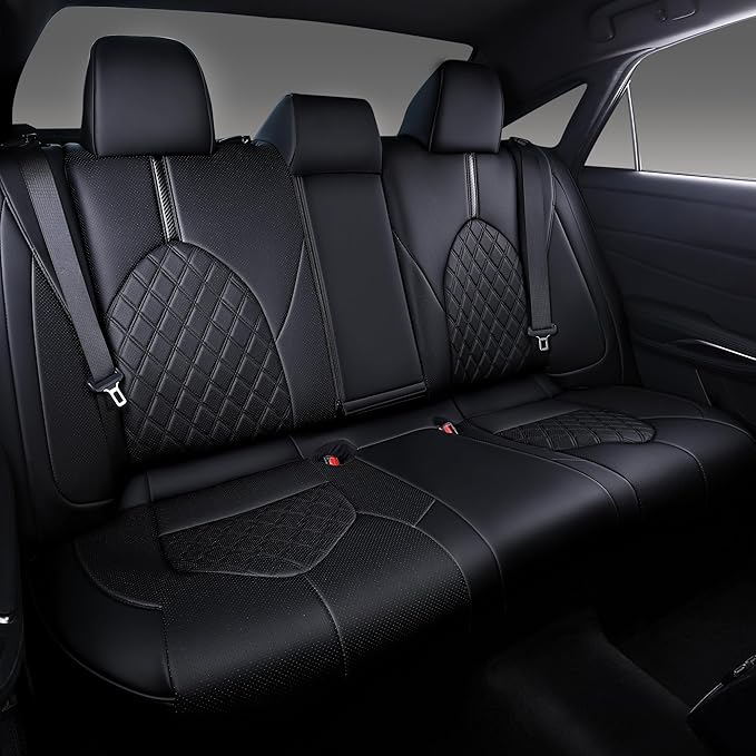 Custom Fit Camry Seat Covers for Toyota Camry LE,SE,SE Nightshade 2018-2024 Full Coverage Waterproof Breathable Leather Car Seat Covers Full Set(Black)