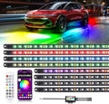 8PCS Car Underglow Light Bar Kit - Wireless App & Remote Control Dreamcolor Chasing Lights, Aluminum Exterior Underbody Multicolor Soundsync Neon Light Strip for Car Truck RV