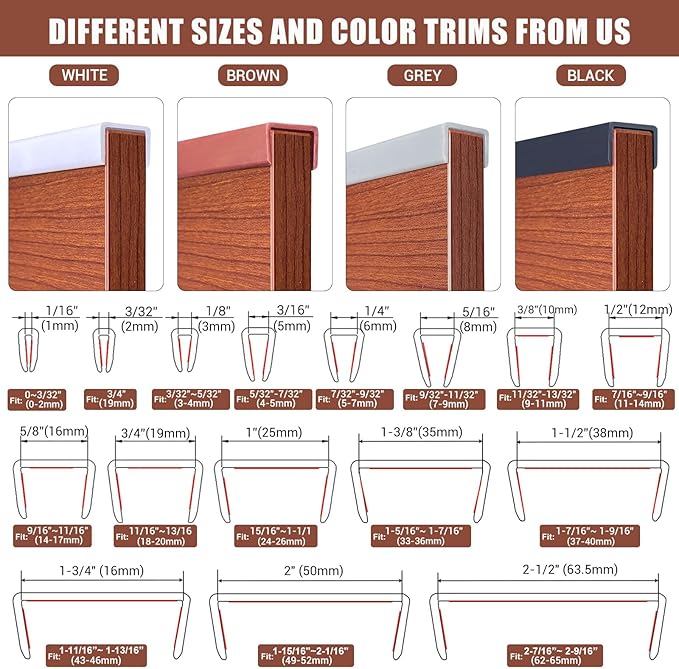 Rubber Edge Trim, Flexible Self Adhesive U Shaped Peel and Stick Edge Banding, 2-1/2"(63.5mm) U Channel Edge Protector, Edge Guards for Woods, Furnitures, 20Ft, Brown Color