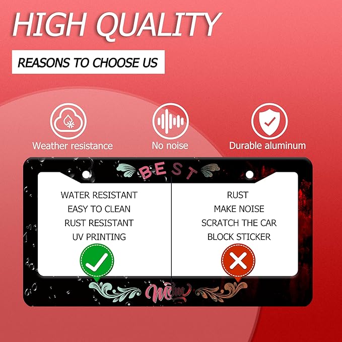 Best mom License Plate Frame Love mom License Plate Frames Stainless Steel Accessories Cars Decor with 2 Holes and Screws Fits Standard US CA Vehicles Size 12.2 x 6 Inches