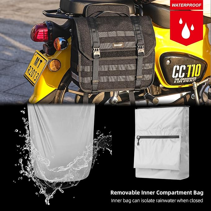 Rhinowalk Motorcycle Saddlebags, Waterproof Saddlebags, Quick Release 13L Single Side Hanging Bag Motorcycle Accessories