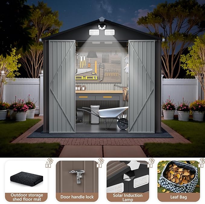 Outdoor Storage Shed 10x8 FT,Metal Tool Sheds,Waterproof Outside Storage Shed with Lockable Doors & Air Vent,Storage Building for Backyard Garden