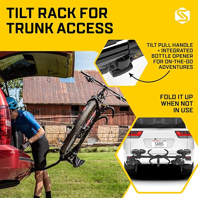 Saris SuperClamp G3 2-Bike Hitch Rack – Lightweight Platform Bike Carrier for Car, SUV, Truck – Tilting Design, Secure Wheel Clamping, Fits Road, Mountain, E-Bikes – 1.25" and 2" Hitch Receiver