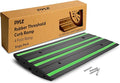 Pyle 4 ft. Rubber Threshold Curb Ramp, Heavy Duty, Non-Slip Car Ramp for Driveways, Garages, and Sidewalks, Green Reflective Strips, Waterproof, with Expansion Screws, 48.0’’x 16.0’’ x 2.6’’ Inch
