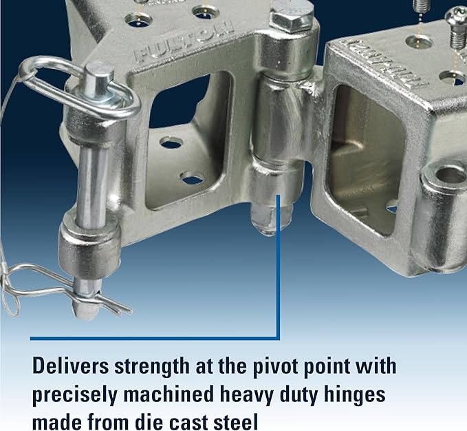 Fulton HDPB330101 Fold-Away Hinge Kit, Bolt On, 5,000 lbs. Capacity, 3 Inch x 3 Inch, Silver, Includes all mounting hardware