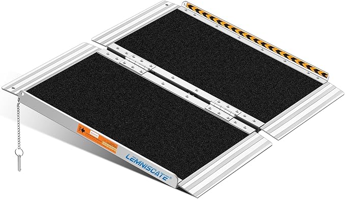 LEMNISCATE 2FT Wheelchair Ramps for Home Steps, Non-Skid Portable Handicap Aluminum Wheel Chair Ramps, 800LBS Capacity Folding Ramps for Wheelchairs for Homes, Entry, Shed, Doorways, Curbs, Stairs