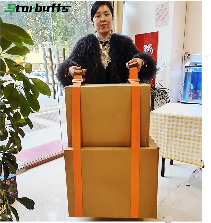 1-2 Person Lifting and Moving Straps Lift,Move and Carry Boxes, Appliances, Furniture - Ideal for Home, Factory, Outdoor Use,or Any Item up to 600 lbs. Safely and Easily Like a Pro, Orange