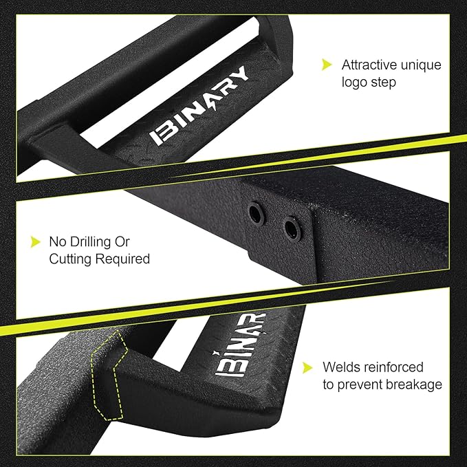 BINARY STAR Running Boarads Compatible with Vehicle 2022-2025 Toyota Tundra CrewMax Cab, 4.3 Inch Drop Down Tundra Side Steps Side Bars, Black Step Bars Made with Carbon Steel.