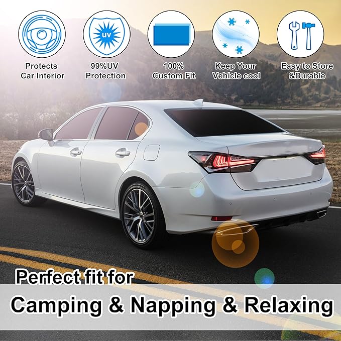 TINGLU Window Shades for Lexus is Sedan (NOT for Lexus RX, ES) 2014-2020 Accessories Car Side Full Windows Windshield Sun Shade Sun UV Rays & Privacy Protection for Camping 6PCS