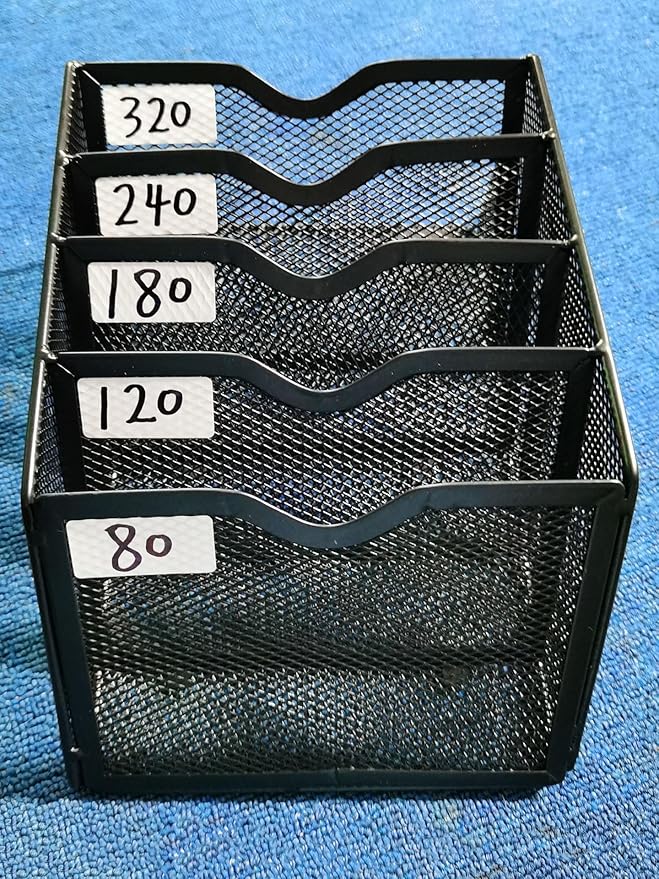 5-Tier Wall Mount All Metal Sandpaper Organizer, Hanging Sandpaper Storage Rack Holder for 5" & 6" Sanding Discs, Woodworking Tool Box Accessories (Black)