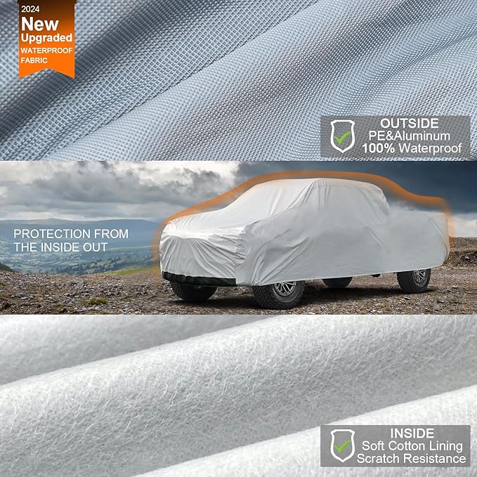 Kayme 6 Layers Truck Cover Waterproof All Weather, Sun Uv Rain Protection Heavy Duty Outdoor Pickup Cover, Universal Fit (Length Up to 242 inch) XL