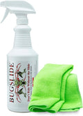 BugSlide 32 Oz Car Detailing Kit with Microfiber Towel – Exterior or Interior Car Cleaner and Waterless Detailer Spray – Clean, Polish, Shine, and Degrease, Never Wax Again – Easy to Use