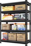 40" W Garage Shelving Heavy Duty，2000LBS Loads Adjustable Garage Storage Shelves, 5-Tier Metal Shelving Units and Storage Racks Heavy Duty, 40”W x 18”D x 72”H，Black