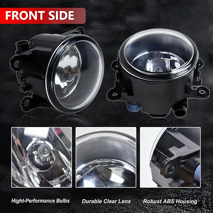 Fog Light Lamp Assembly Replacement 4F9Z-15200-AA Compatible with Acura Honda 2008-2014 Ford Focus, 2006-2014 Mustang, 2005-2011 Ranger STX, 2011-2014 Explorer - Clear Lens H11 Halogen Bulbs (Pair)
