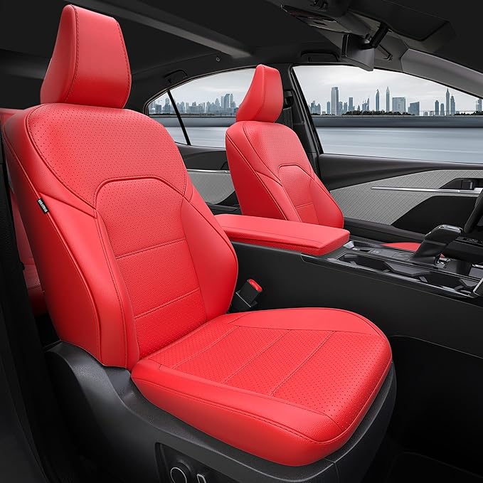 for Toyota Camry Seat Covers XSE XLE 2025 - Custom Fit Car Seat Covers Full Set, Leather Seat Covers for Cars, Waterproof Car Seat Cover, Red